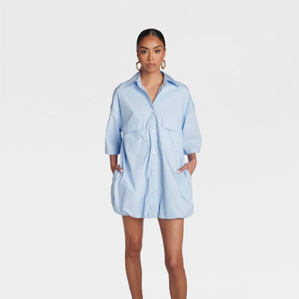 KBB by KAHLANA x Target M Medium Short Sleeve The Bubble Shirt Dress Blue Mini